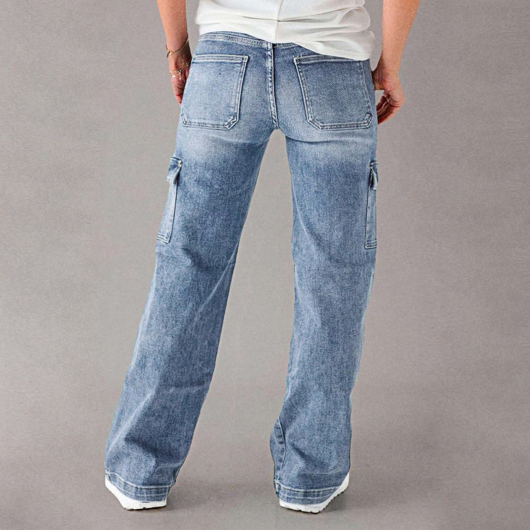 Damen Cargo-Jeans mit lässigem Schnitt und praktischen Taschen