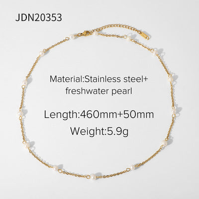 Damen Halskette mit frischen Perlen und hypoallergenem Edelstahl Shop Nory