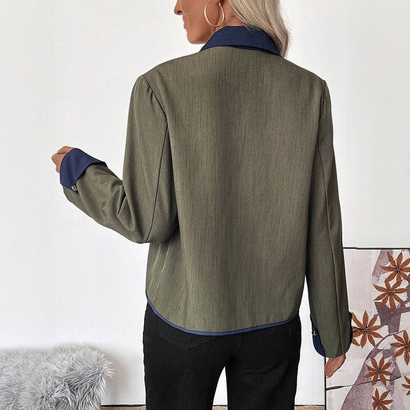 Damen Modische Blazerjacke mit kontrastierenden Ärmeln Shop Nory