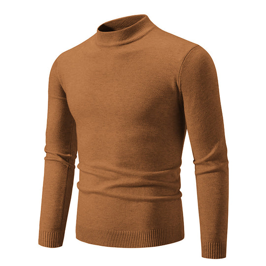Herren Schmal geschnittener Feinstrick‑Mockneck‑Pullover mit geripptem Kragen und Saum Shop Nory