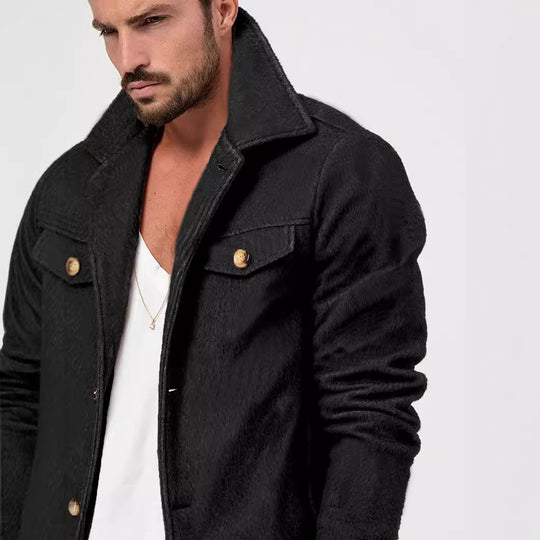 Herren Trendige Baumwolljacke mit goldfarbenen Knöpfen und aufgesetzten Taschen