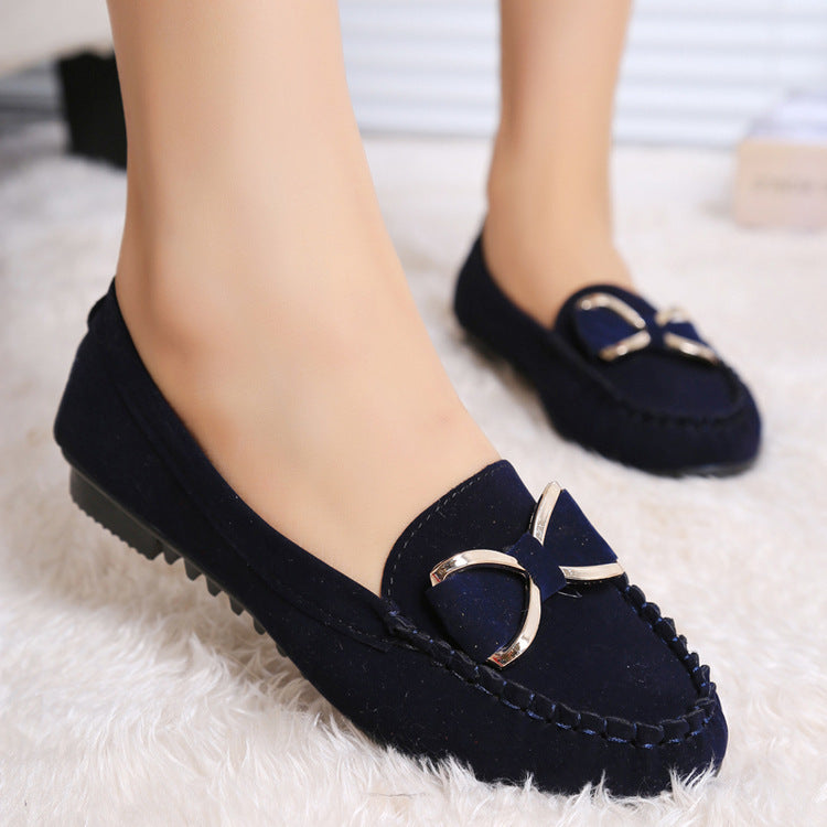 Damen Mokassin-Slipper in Veloursleder-Optik mit Zierknoten und rutschfester Profilsohle Shop Nory