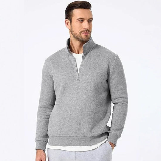 Herren nan halbzip Pullover aus schwerer Baumwollmischung mit hohem Stehkragen und gerippten Bündchen Shop Nory