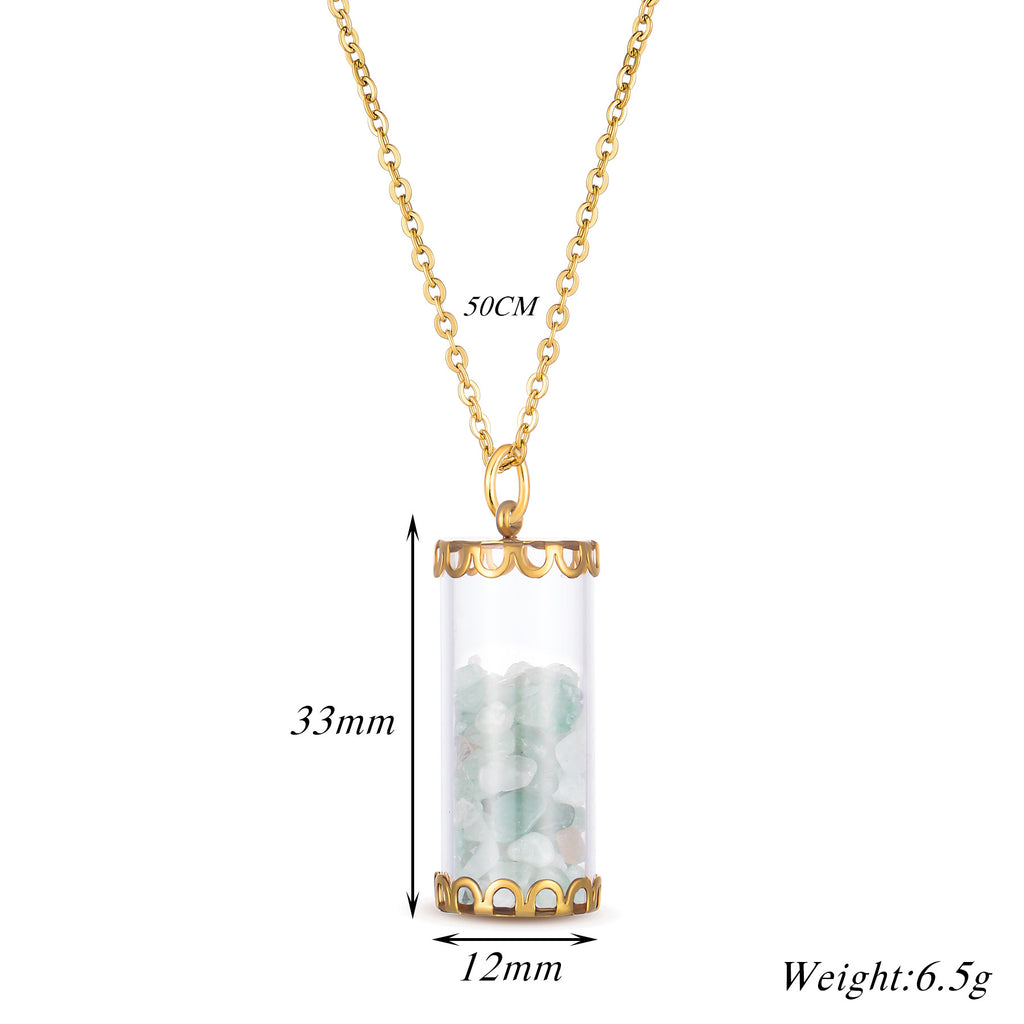 Damen elegante Halskette mit stilvollem Glaskapsel-Anhänger Shop Nory