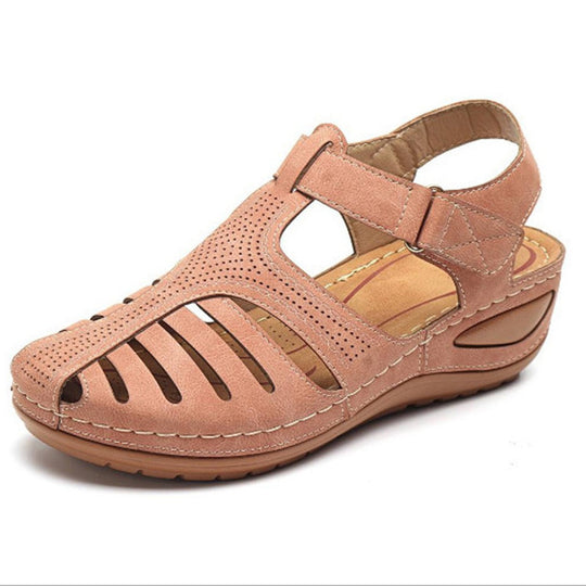 Damen Bequeme orthopädische Sandalette mit geschlossener Zehenpartie und verstellbarem Klettverschluss Shop Nory