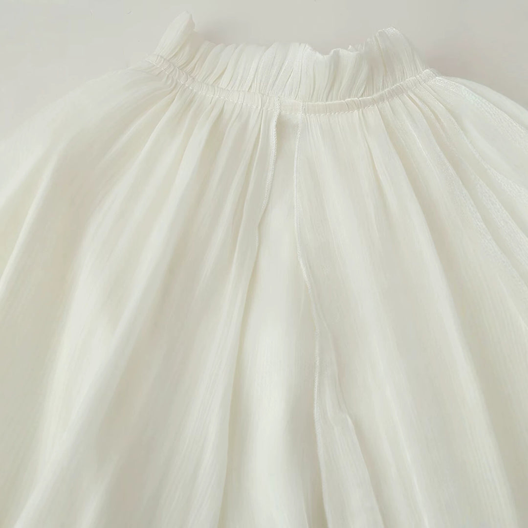 Damen Maxikleid mit Volant‑Cape, mehrlagigem Stufenrock und Stehkragen Shop Nory
