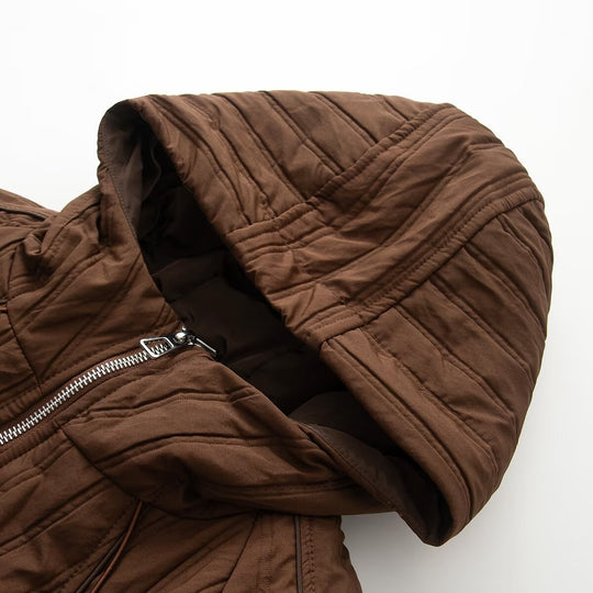 Damen Steppjacke mit Kapuze, Tunnelzug und weitem Schnitt Shop Nory