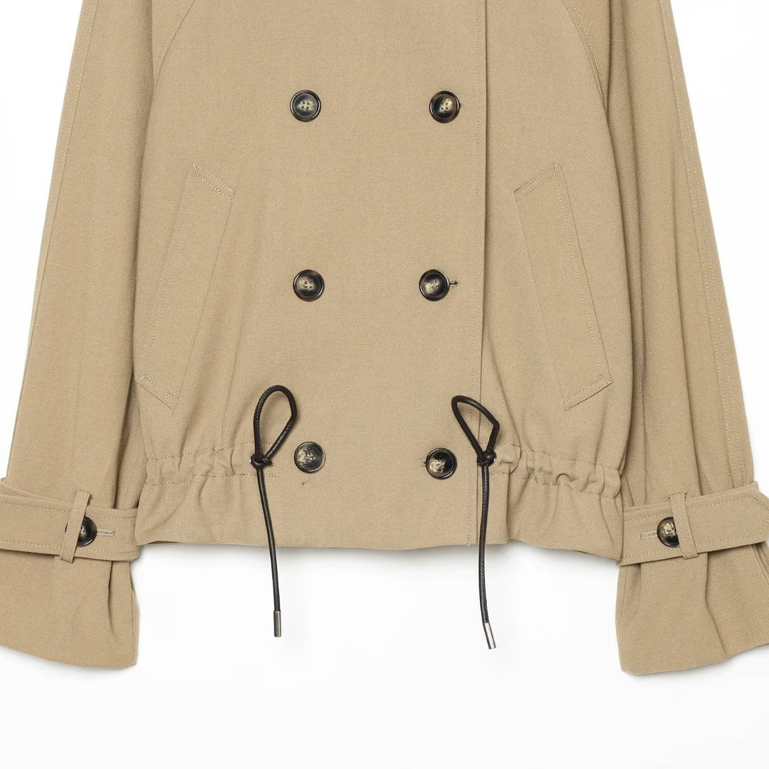 Damen Cropped Trenchjacke mit hohem Funnelkragen, Raglanärmeln und Tunnelzug‑Taillierung Shop Nory