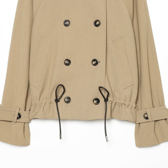 Damen Cropped Trenchjacke mit hohem Funnelkragen, Raglanärmeln und Tunnelzug‑Taillierung Shop Nory