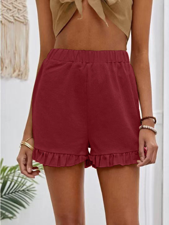 Damen Shorts mit Rüschendetails und Elastischem Bund