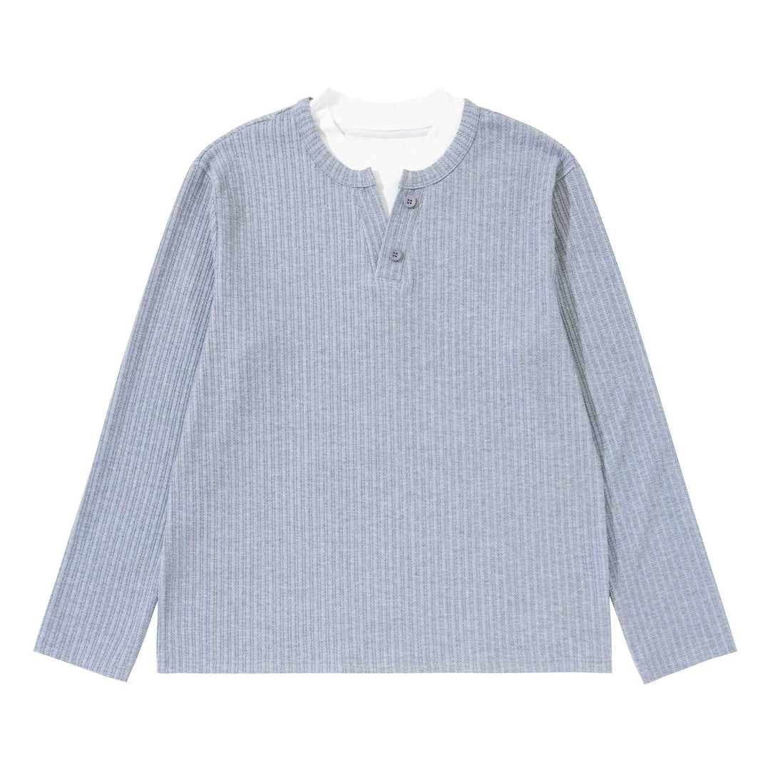 Unisex Feinstrukturierter Rippsweater mit Henley-Ausschnitt Shop Nory