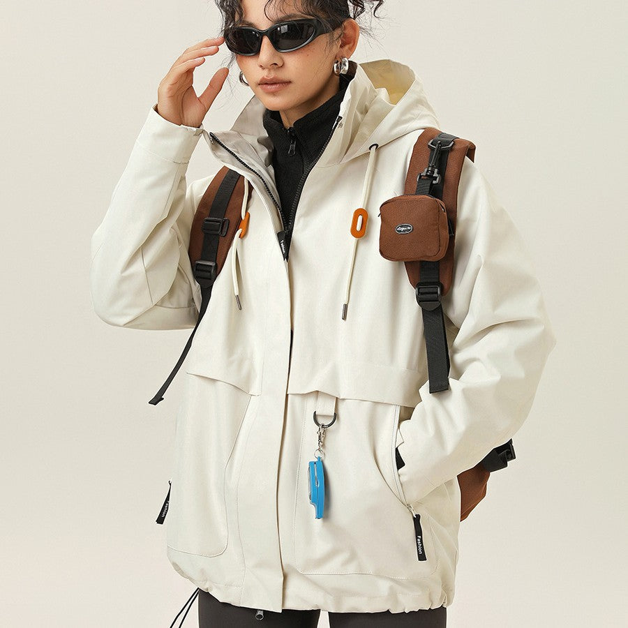 Damen Kapuzen-Utility-Parka mit wasserdichter Membran, großen Fronttaschen & verstellbarem Saum Shop Nory