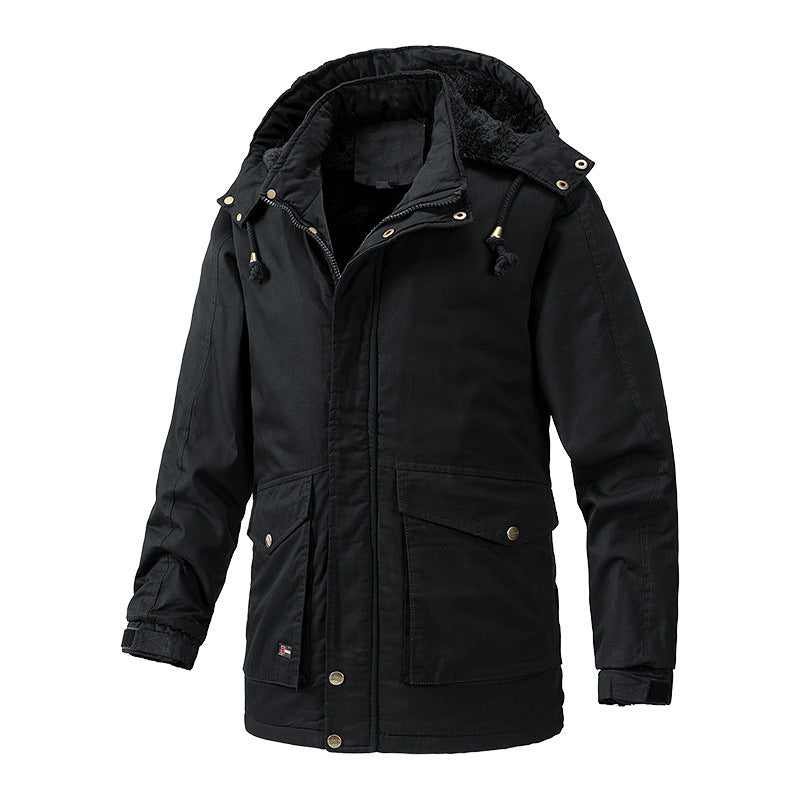 Herren Wärmegefütterte Parka-Jacke mit Kapuze und Teddyfutter Shop Nory