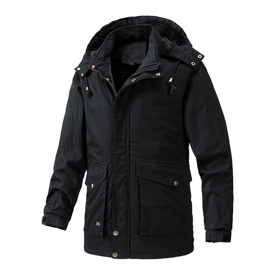Herren Wärmegefütterte Parka-Jacke mit Kapuze und Teddyfutter Shop Nory