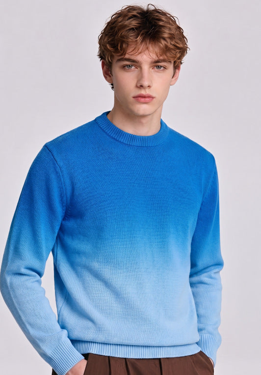 Herren Feinstrick-Pullover mit Dip-Dye-Effekt und Rundhalsausschnitt Shop Nory