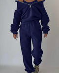 Damen Lässiger Oversized-Hoodie und Jogginghose Set mit Praktischem Reißverschluss