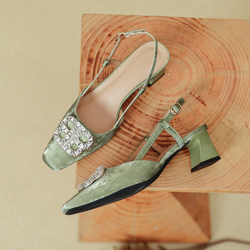 Damen Slingback-Pumps mit funkelndem Schmuck Shopnory
