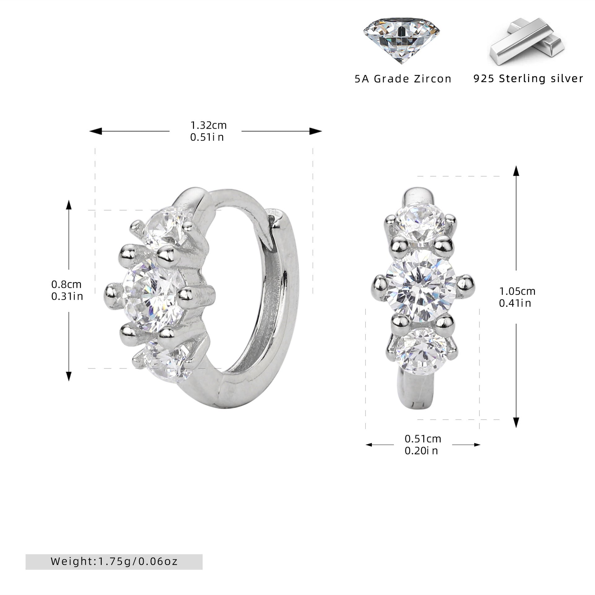 Damen Ohrhänger aus 925 Sterling Silber mit funkelndem Zirkon Shop Nory
