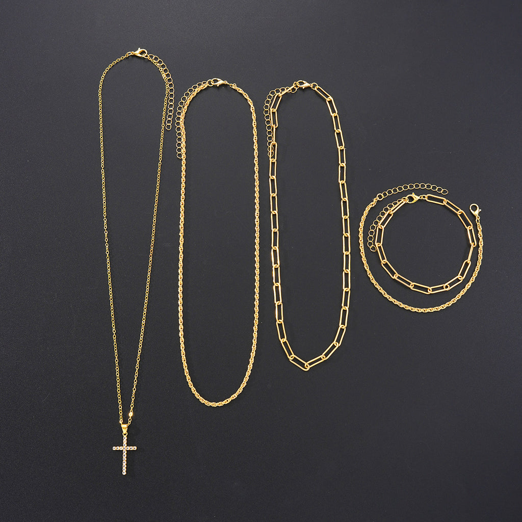 Damen Schmuckset mit elegantem Kreuzanhänger und modernem Kettendesign Shop Nory