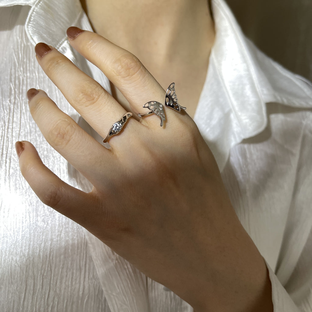 Damen Offener Ring mit verspieltem Schmetterlingsdesign Shop Nory