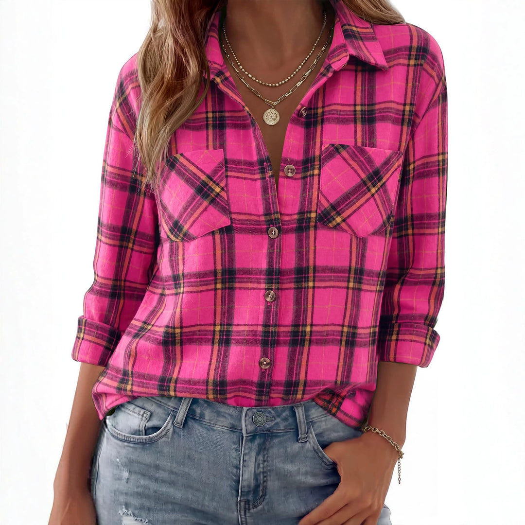 Damen Karierte Oversize-Hemdjacke aus Flanell mit Brusttaschen Shop Nory