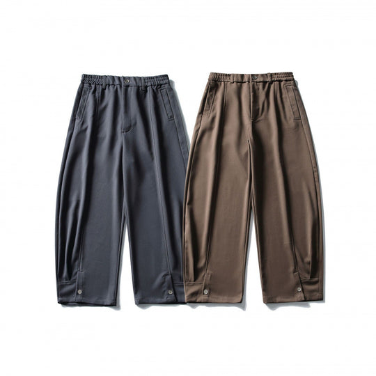 Herren weite knöchellange Bundfalten-Hose mit elastischem Bund und verstellbarem Saum Shop Nory
