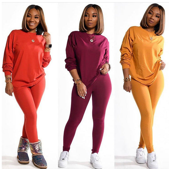 Damen Langarm Schlafanzug Set mit elastischen Hosen