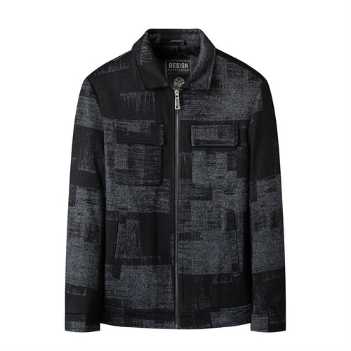 Herren Overshirt-Jacke im Hemdjackenstil mit grafischem Patchmuster und Reißverschluss Shop Nory