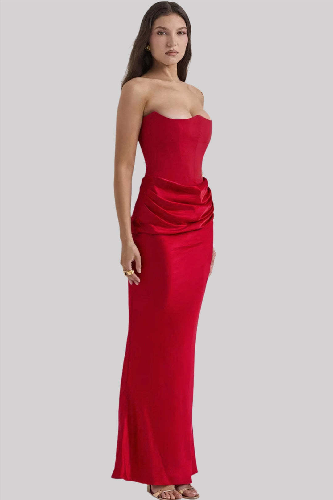 Damen Elegantes Abendkleid mit tiefem Dekolleté und drapierten Details