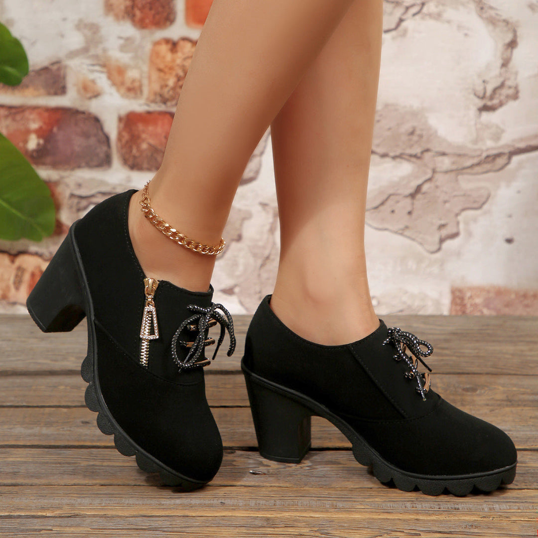 Damen Trendige Chelsea-Boots mit glattem Obermaterial und dekorativem Reißverschluss