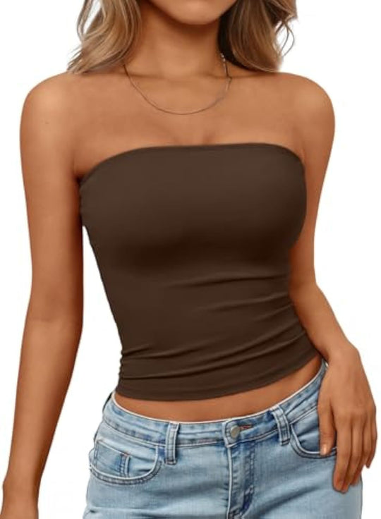 Damen Bandeau-Oberteil aus elastischem Material mit figurbetontem Schnitt