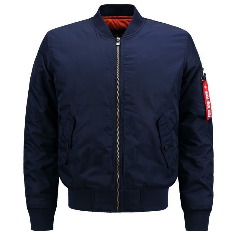Herren Bomberjacke im Pilotenstil mit kontrastiertem Innenfutter und Ärmel-Utilitytasche Shop Nory