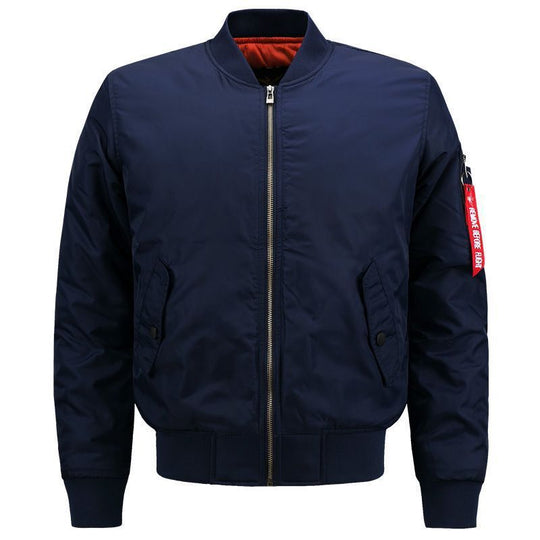 Herren Bomberjacke im Pilotenstil mit kontrastiertem Innenfutter und Ärmel-Utilitytasche Shop Nory