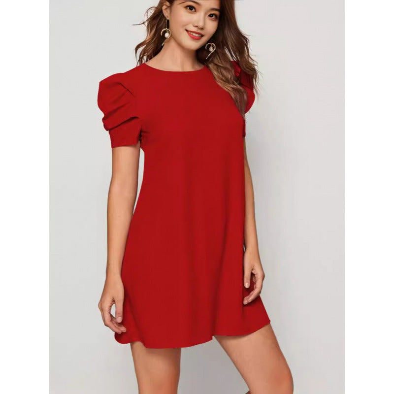 Damen Kurzärmeliges Minikleid mit Puffärmeln und A-Linie