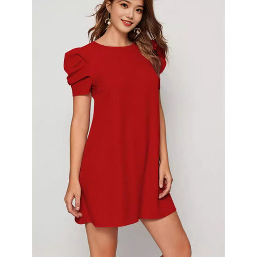 Damen Kurzärmeliges Minikleid mit Puffärmeln und A-Linie
