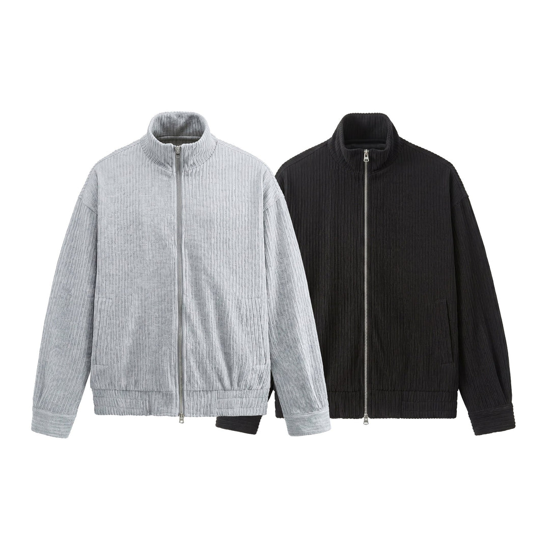 Herren Struktur-Boxy-Jacke mit Stehkragen und Zwei-Wege-Reißverschluss Shop Nory