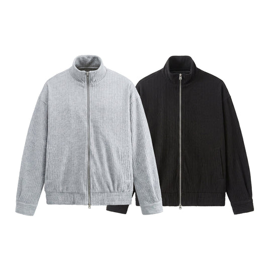 Herren Struktur-Boxy-Jacke mit Stehkragen und Zwei-Wege-Reißverschluss Shop Nory