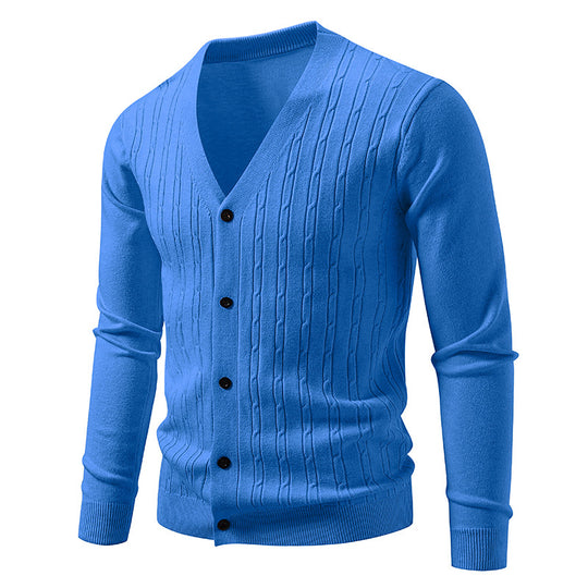 Herren Feinstrick-Cardigan mit tiefem V-Ausschnitt schmaler Passform und vertikalem Zopfstrick Shop Nory