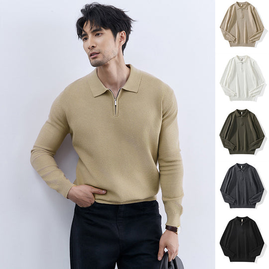 Herren Moderner Pullover mit Stehkragen und Reißverschluss Shop Nory