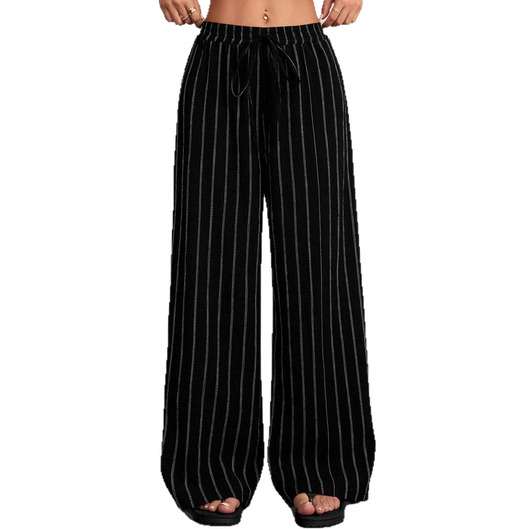 Damen Weite Strickhose im Palazzo‑Stil mit elastischem Bund und vertikaler Nadelstreifen‑Optik Shop Nory