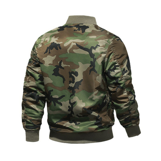 Herren militärisch inspirierte Bomberjacke mit Camouflage, Ärmeltasche und Rippbündchen Shop Nory