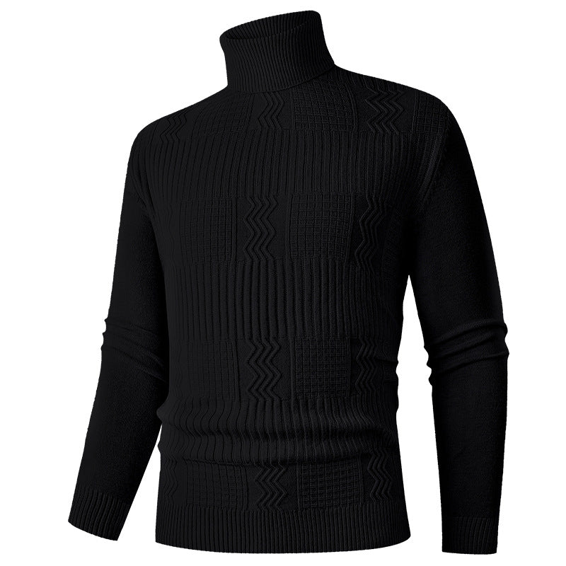 Herren Rollkragenpullover aus Feinstrick mit strukturiertem Jacquardmuster und tailliertem Schnitt Shop Nory
