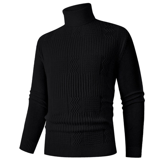 Herren Rollkragenpullover aus Feinstrick mit strukturiertem Jacquardmuster und tailliertem Schnitt Shop Nory