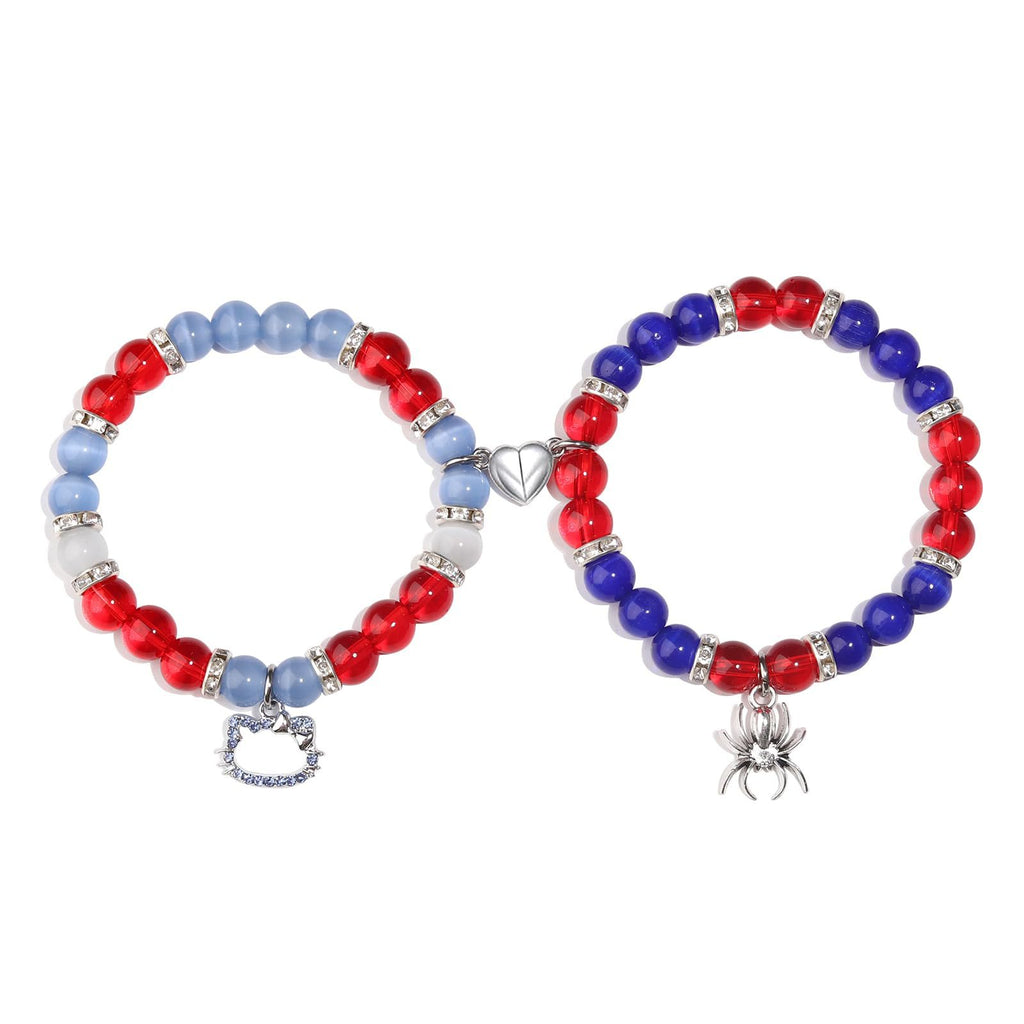 Damen Armbandset mit bunt gefärbten Perlen und charmanten Anhängern Shop Nory