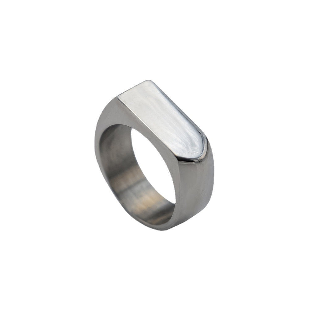 Damen Moderner, geometrisch gestalteter Edelstahlring Shop Nory
