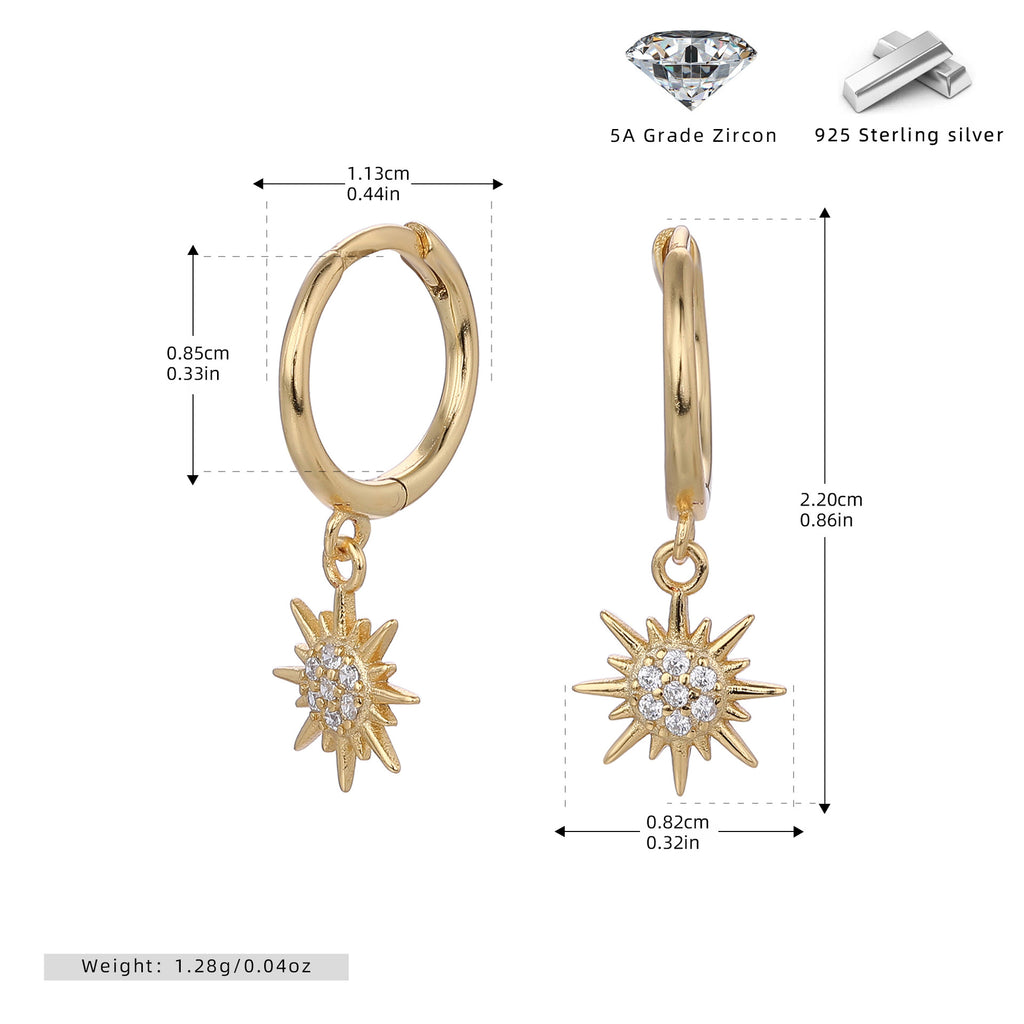 Damen Ohrhänger mit glänzendem Sonnenanhänger aus hochwertigem 925 Sterling Silber Shop Nory