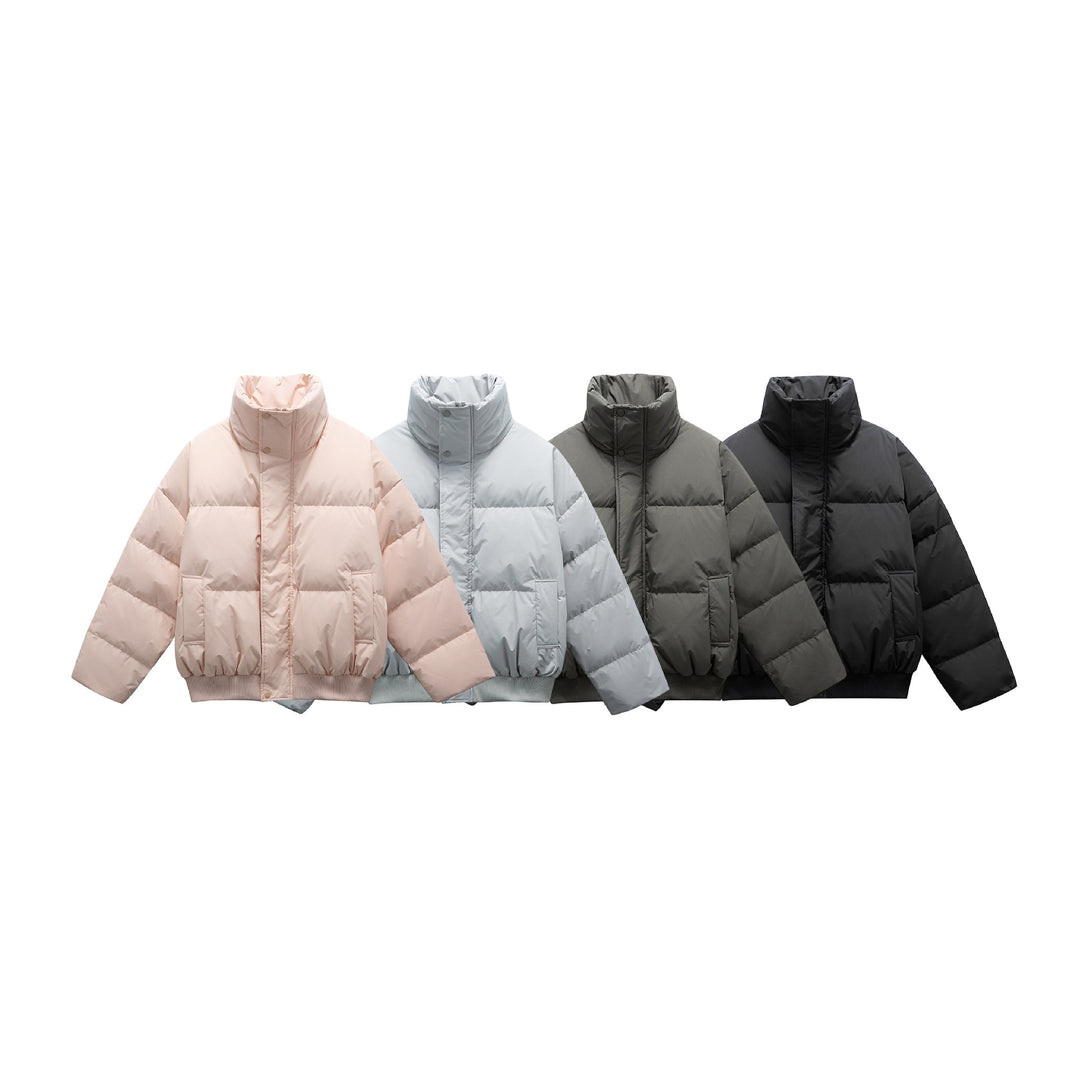 Unisex Boxy wattierte Kurzjacke mit hohem Stehkragen und elastischem Saum Shop Nory