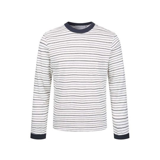 Herren Gestreiftes Langarmshirt aus Baumwollmix mit geripptem Rundhals Shop Nory