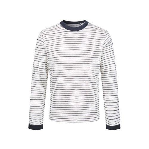 Herren Gestreiftes Langarmshirt aus Baumwollmix mit geripptem Rundhals Shop Nory
