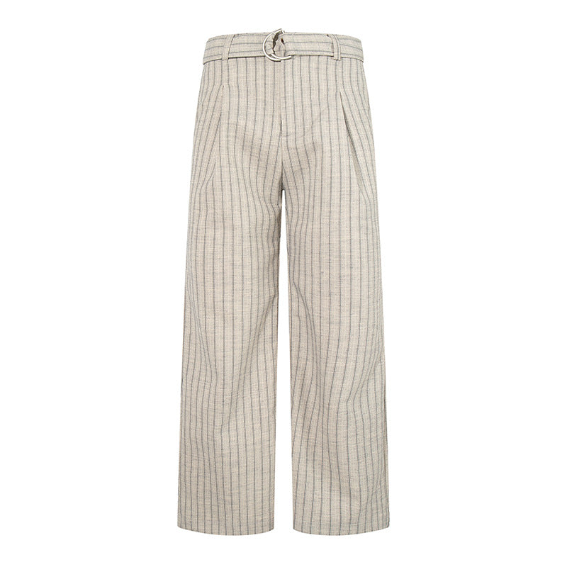 Damen Weite Leinen-Mix Culotte-Hose mit Hochbund und D-Ring-Gürtel Shop Nory